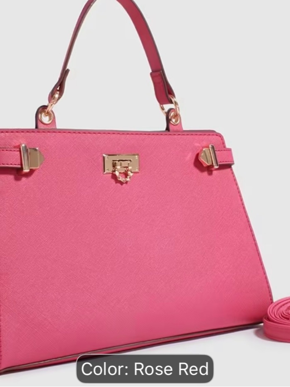 Rose Red Structured Top-Handle Bag